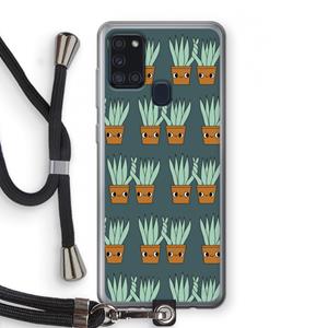 CaseCompany Sansevieria: Samsung Galaxy A21s Transparant Hoesje met koord