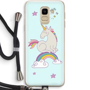 CaseCompany Regenboog eenhoorn: Samsung Galaxy J6 (2018) Transparant Hoesje met koord