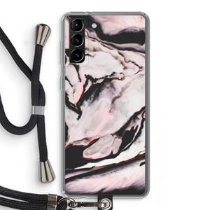 CaseCompany Roze stroom: Samsung Galaxy S21 Plus Transparant Hoesje met koord