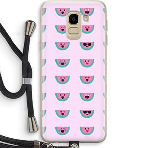 CaseCompany Smiley watermeloenprint: Samsung Galaxy J6 (2018) Transparant Hoesje met koord