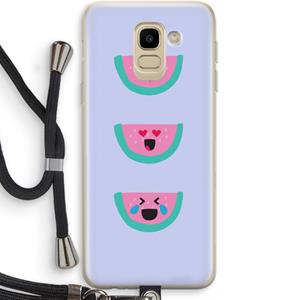 CaseCompany Smiley watermeloen: Samsung Galaxy J6 (2018) Transparant Hoesje met koord