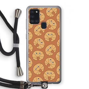 CaseCompany Croissant: Samsung Galaxy A21s Transparant Hoesje met koord