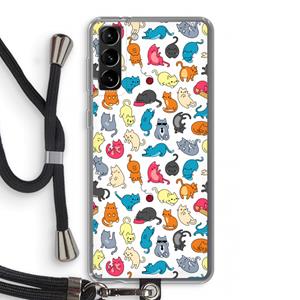 CaseCompany Kleurrijke katten: Samsung Galaxy S21 Plus Transparant Hoesje met koord