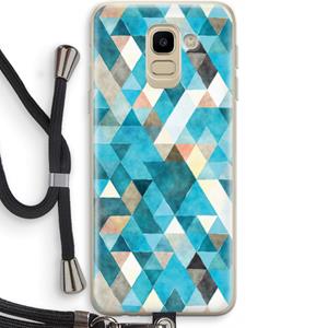 CaseCompany Gekleurde driehoekjes blauw: Samsung Galaxy J6 (2018) Transparant Hoesje met koord