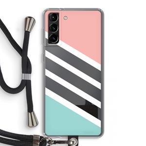 CaseCompany Strepen pastel: Samsung Galaxy S21 Plus Transparant Hoesje met koord