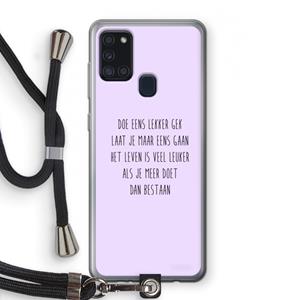 CaseCompany Gek: Samsung Galaxy A21s Transparant Hoesje met koord