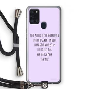 CaseCompany Zelfvertrouwen: Samsung Galaxy A21s Transparant Hoesje met koord
