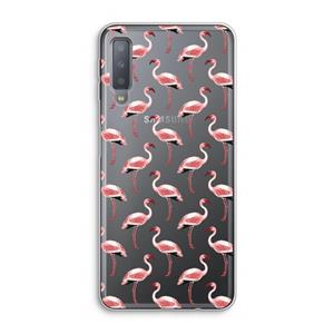 CaseCompany Flamingoprint groen: Samsung Galaxy A7 (2018) Transparant Hoesje