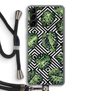 CaseCompany Geometrische jungle: Samsung Galaxy S21 Plus Transparant Hoesje met koord
