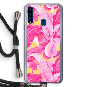 CaseCompany Pink Banana: Samsung Galaxy A20s Transparant Hoesje met koord