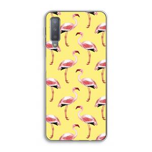 CaseCompany Flamingo's geel: Samsung Galaxy A7 (2018) Transparant Hoesje