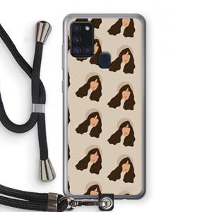 CaseCompany Bonjour mon amour: Samsung Galaxy A21s Transparant Hoesje met koord