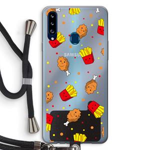 CaseCompany Chicken 'n Fries: Samsung Galaxy A20s Transparant Hoesje met koord