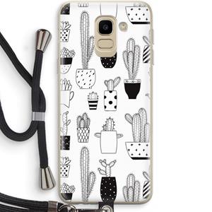 CaseCompany Cactusmotief: Samsung Galaxy J6 (2018) Transparant Hoesje met koord