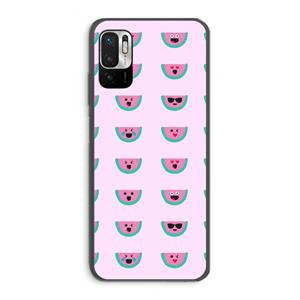 CaseCompany Smiley watermeloenprint: Xiaomi Redmi Note 10 5G Transparant Hoesje