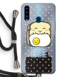 CaseCompany Sleep All Day: Samsung Galaxy A20s Transparant Hoesje met koord