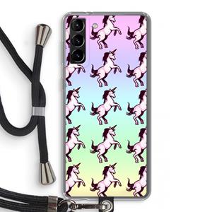 CaseCompany Musketon Unicorn: Samsung Galaxy S21 Plus Transparant Hoesje met koord
