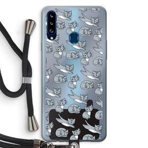 CaseCompany Poezen: Samsung Galaxy A20s Transparant Hoesje met koord