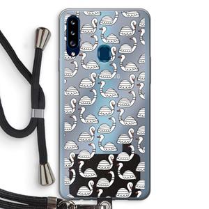 CaseCompany Zwanen: Samsung Galaxy A20s Transparant Hoesje met koord