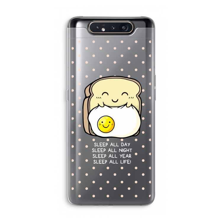 CaseCompany Sleep All Day: Samsung Galaxy A80 Transparant Hoesje