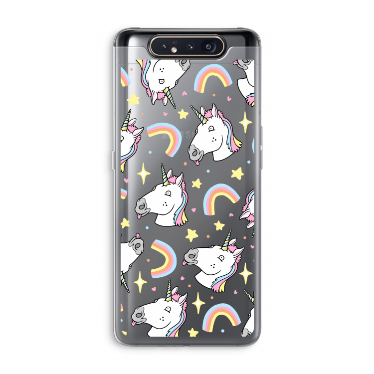 CaseCompany Rainbow Unicorn: Samsung Galaxy A80 Transparant Hoesje