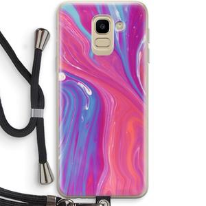 CaseCompany Paarse stroom: Samsung Galaxy J6 (2018) Transparant Hoesje met koord