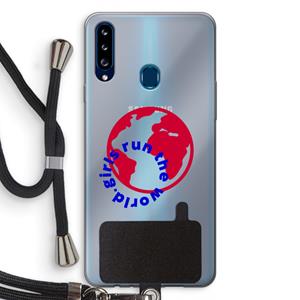 CaseCompany Run The World: Samsung Galaxy A20s Transparant Hoesje met koord