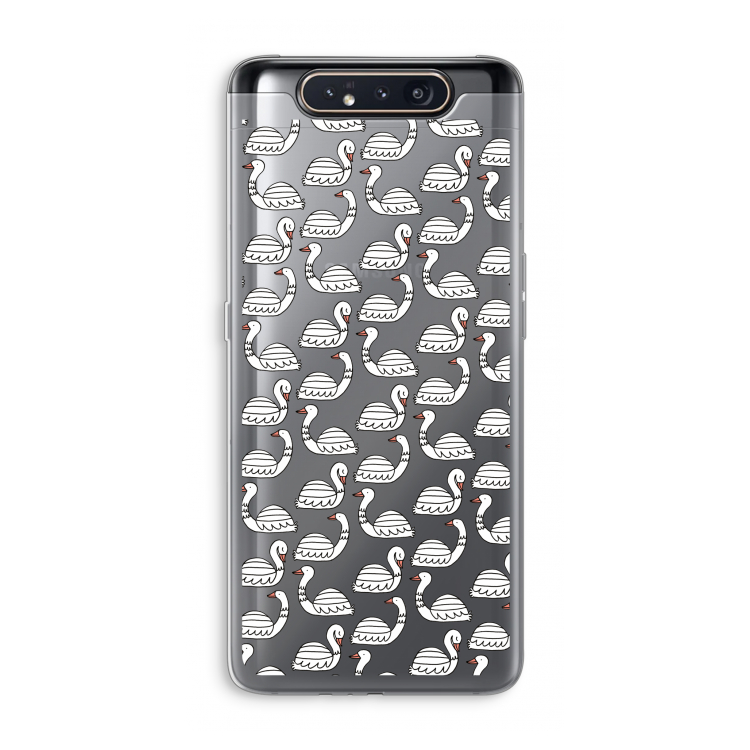 CaseCompany Zwanen: Samsung Galaxy A80 Transparant Hoesje