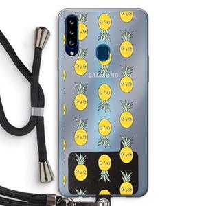CaseCompany Ananas: Samsung Galaxy A20s Transparant Hoesje met koord