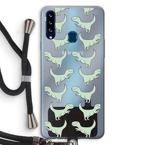 CaseCompany Dinos: Samsung Galaxy A20s Transparant Hoesje met koord