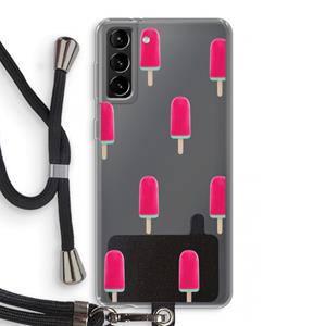 CaseCompany Waterijsje: Samsung Galaxy S21 Plus Transparant Hoesje met koord