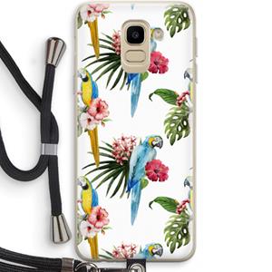 CaseCompany Kleurrijke papegaaien: Samsung Galaxy J6 (2018) Transparant Hoesje met koord