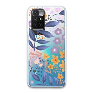 CaseCompany Flowers with blue leaves: Xiaomi Redmi 10 Transparant Hoesje