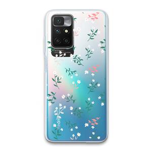 CaseCompany Small white flowers: Xiaomi Redmi 10 Transparant Hoesje