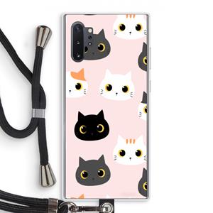 CaseCompany Katten: Samsung Galaxy Note 10 Plus Transparant Hoesje met koord
