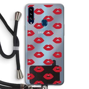 CaseCompany Lips: Samsung Galaxy A20s Transparant Hoesje met koord