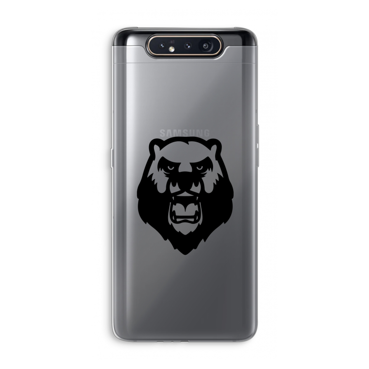 CaseCompany Angry Bear (black): Samsung Galaxy A80 Transparant Hoesje