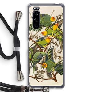 CaseCompany Carolinaparkiet: Sony Xperia 5 Transparant Hoesje met koord