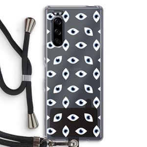 CaseCompany Eyes pattern: Sony Xperia 5 Transparant Hoesje met koord