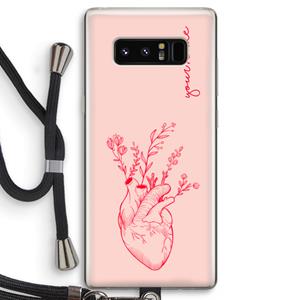 CaseCompany Blooming Heart: Samsung Galaxy Note 8 Transparant Hoesje met koord