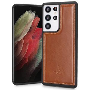 NorthLife Mastreit Lederen backcover hoes - Samsung Galaxy S21 Ultra - Cognac