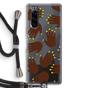 CaseCompany Hands dark: Sony Xperia 5 Transparant Hoesje met koord
