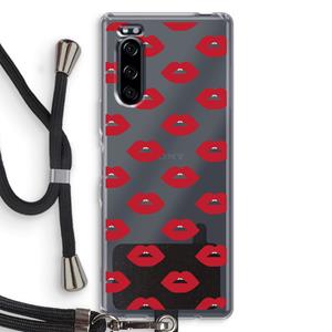 CaseCompany Lips: Sony Xperia 5 Transparant Hoesje met koord