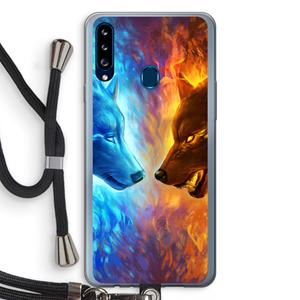 CaseCompany Fire & Ice: Samsung Galaxy A20s Transparant Hoesje met koord