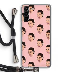 CaseCompany Ugly Cry Call: Samsung Galaxy S21 Plus Transparant Hoesje met koord