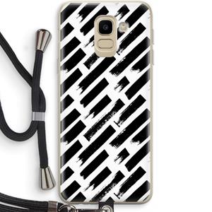 CaseCompany Zwarte vegen: Samsung Galaxy J6 (2018) Transparant Hoesje met koord