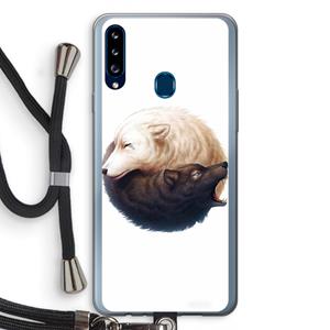 CaseCompany Yin Yang Wolves: Samsung Galaxy A20s Transparant Hoesje met koord