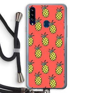 CaseCompany Ananas: Samsung Galaxy A20s Transparant Hoesje met koord