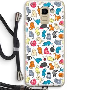 CaseCompany Kleurrijke katten: Samsung Galaxy J6 (2018) Transparant Hoesje met koord