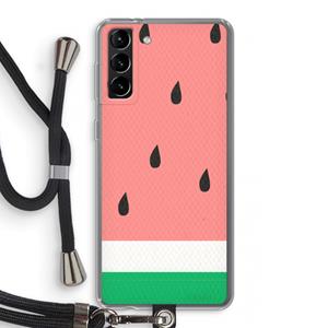 CaseCompany Watermeloen: Samsung Galaxy S21 Plus Transparant Hoesje met koord